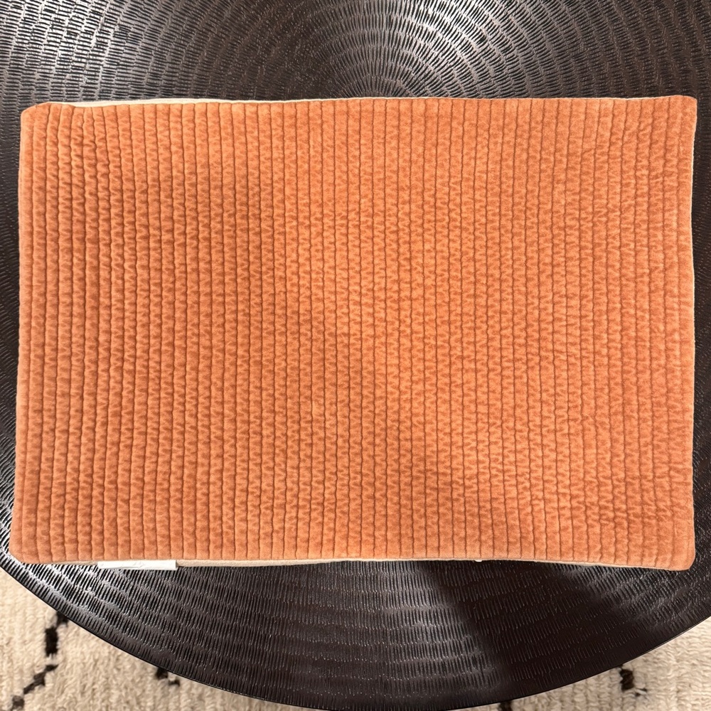 Pottery Barn Quilted Velvet Lumbar Pillow Cover, 14" x 20", Cognac